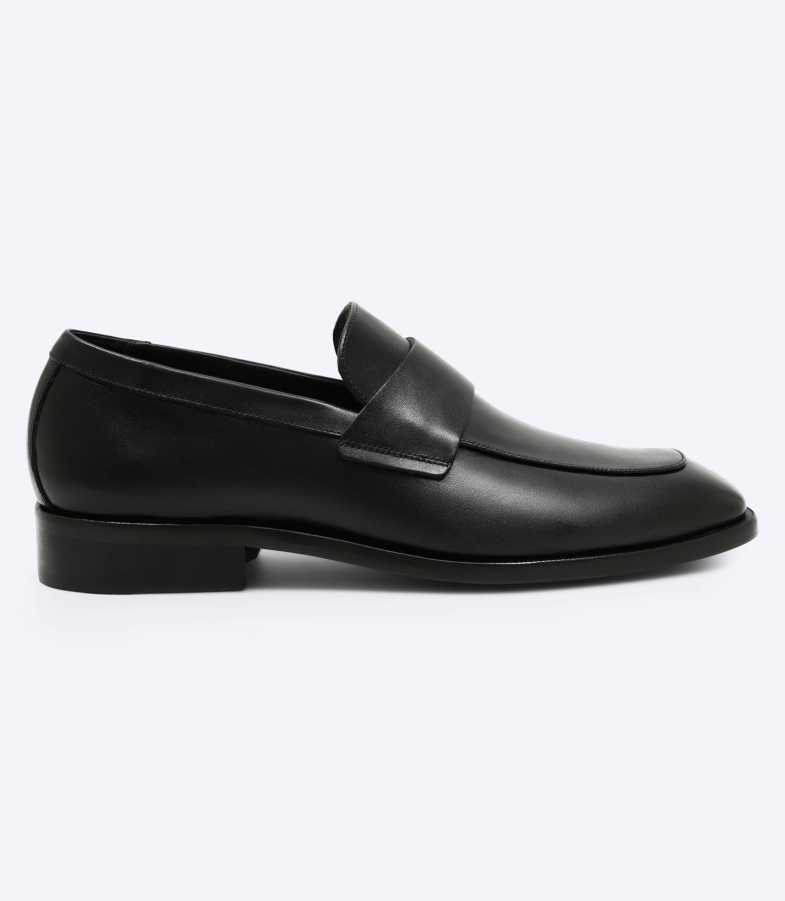 Mocassim Gravata Lisa Sola Quadrada Preto