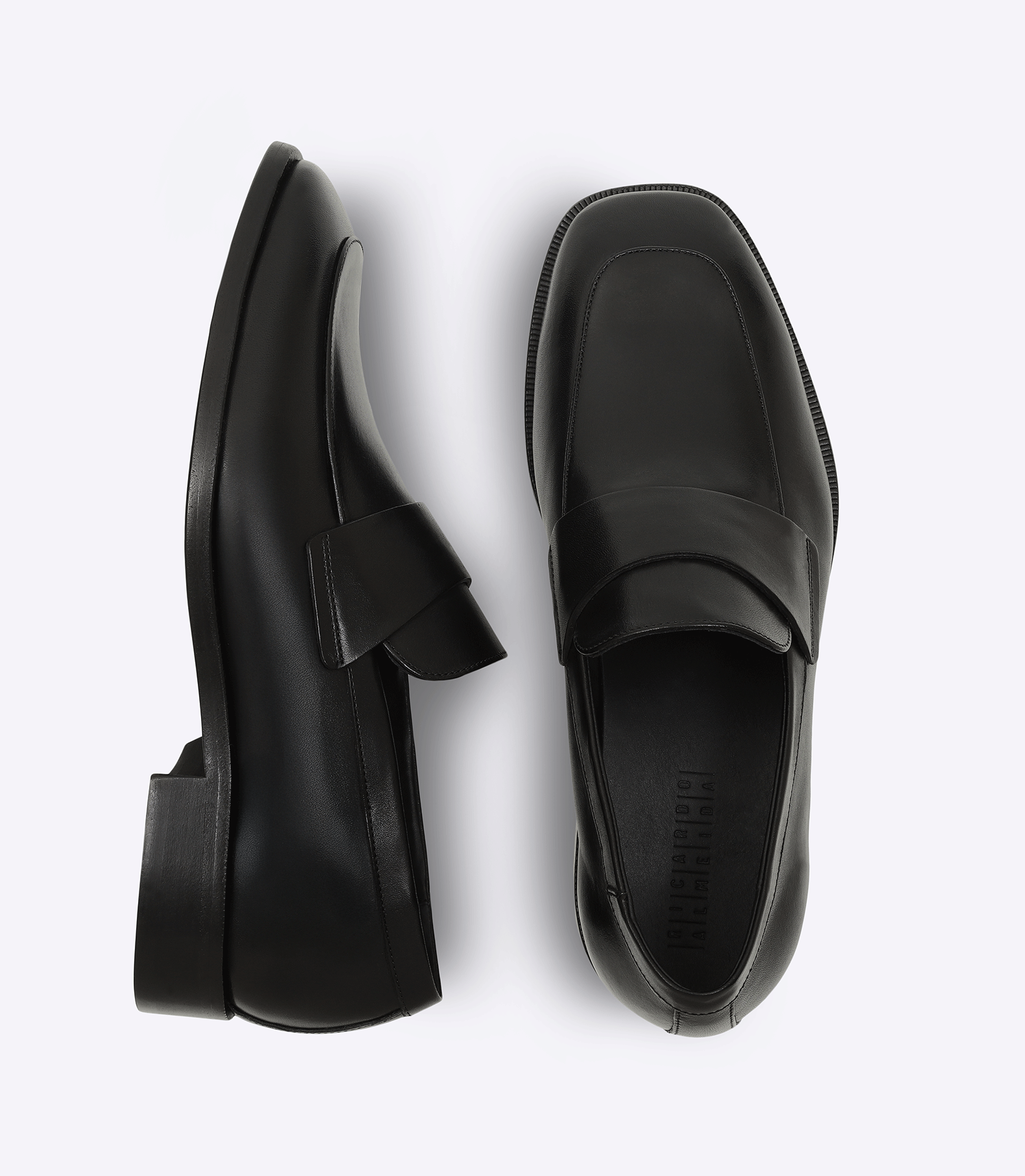 Mocassim Gravata Lisa Sola Quadrada Preto