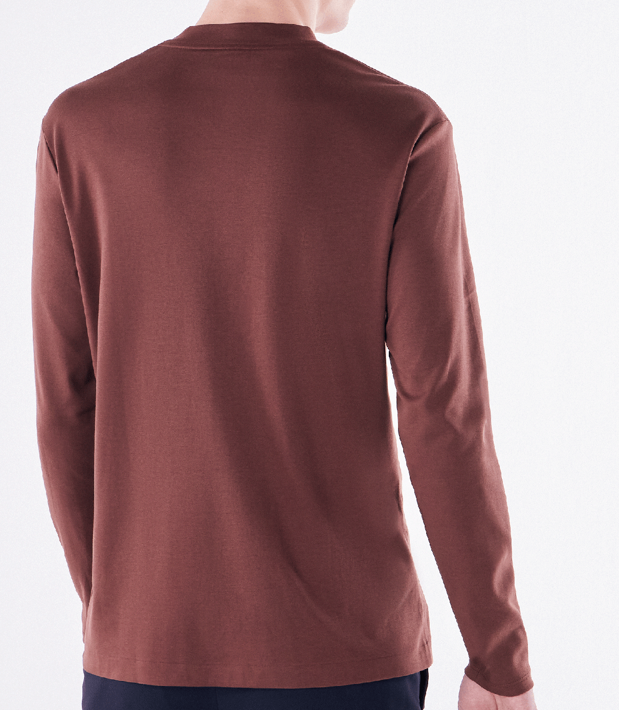 Camiseta Pima Decote V Manga Longa Marrom