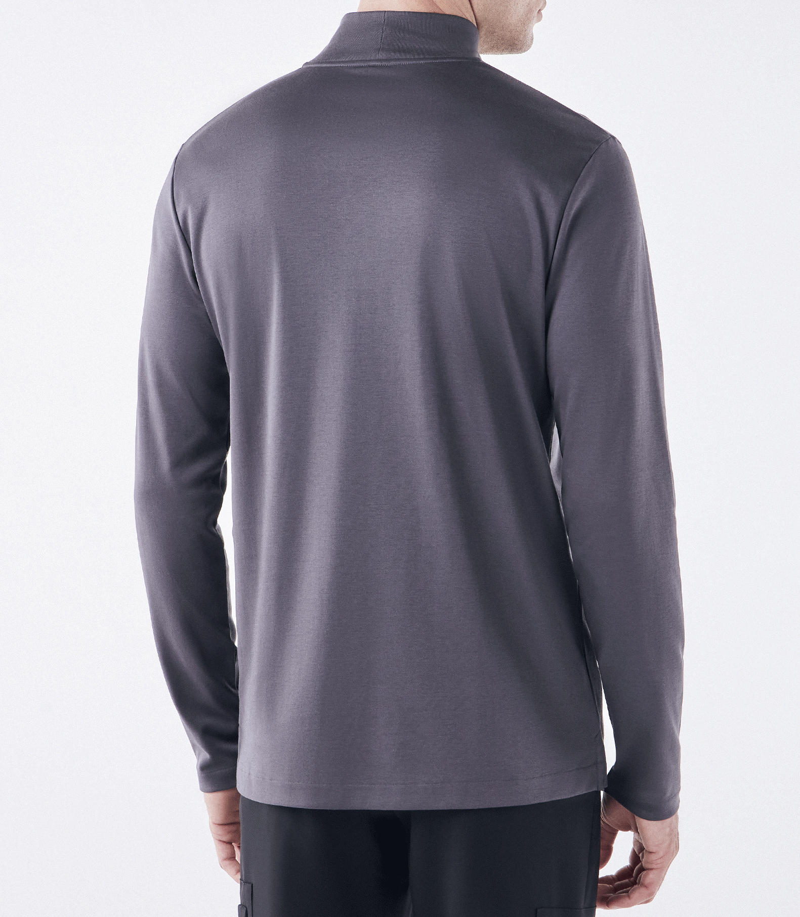 Camiseta Pima Manga Longa Gola Rolê Cinza