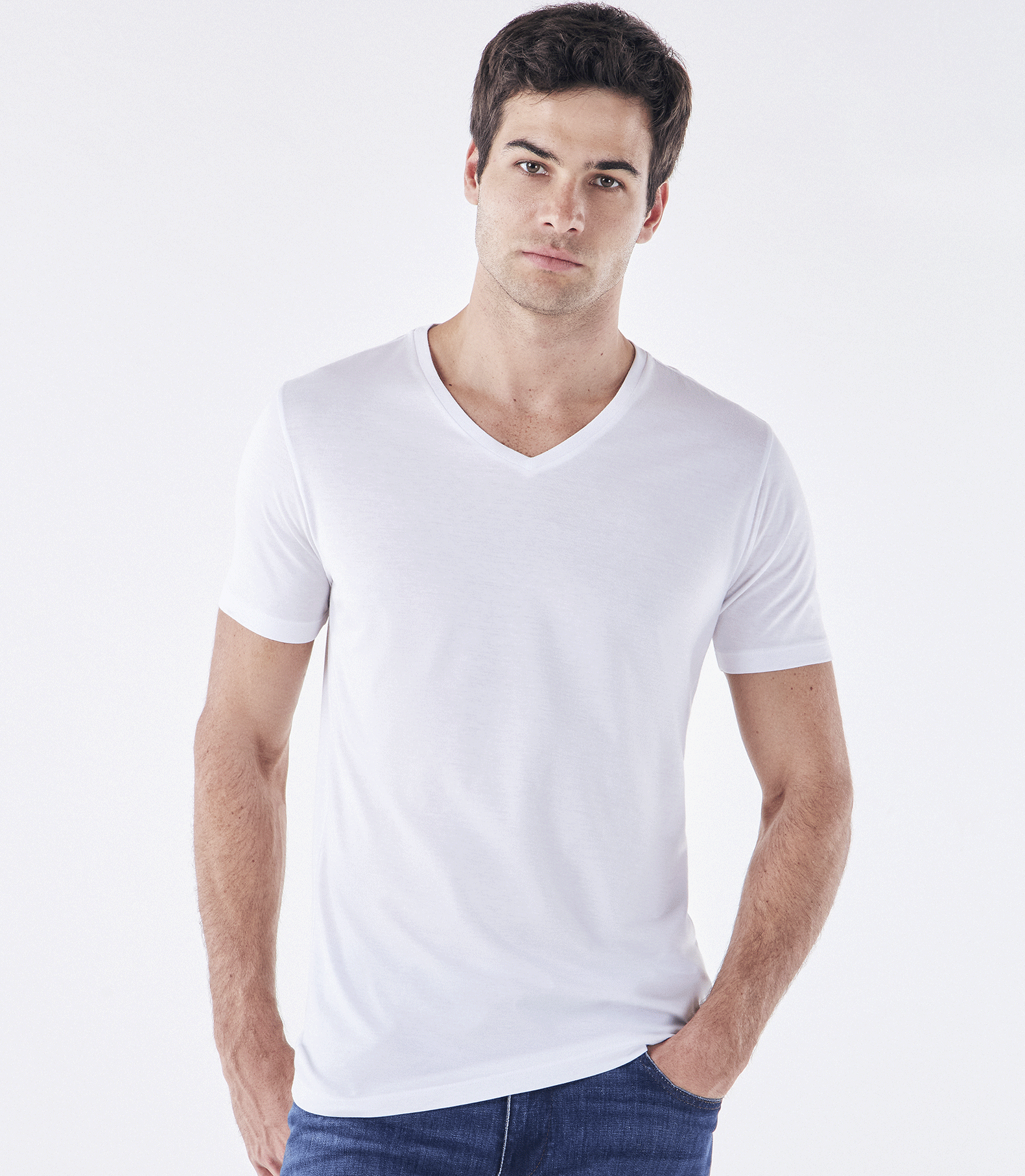 Camiseta Básica Supima Gola V Branco