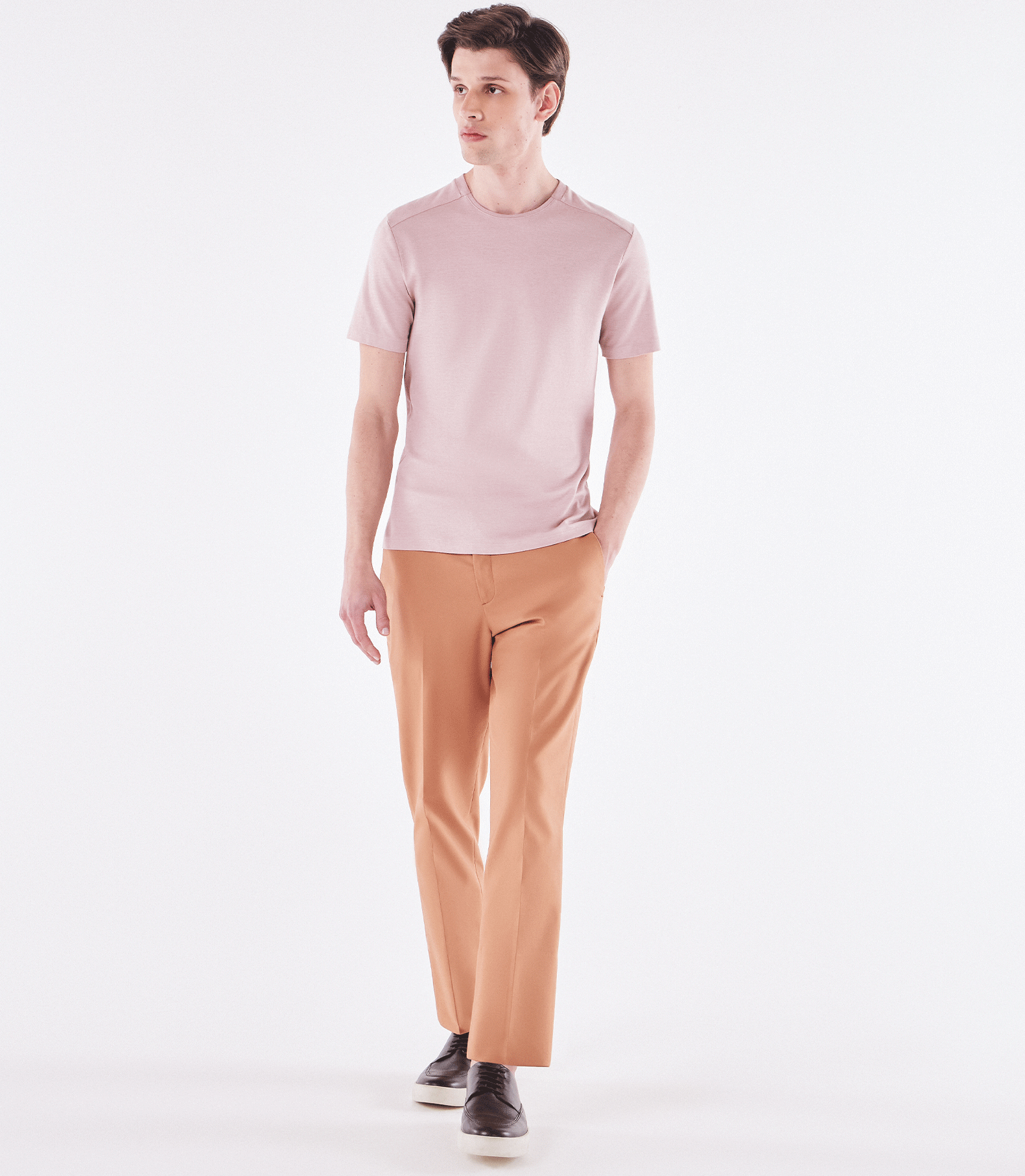 Camiseta Recorte Ombro Oxford Rosa
