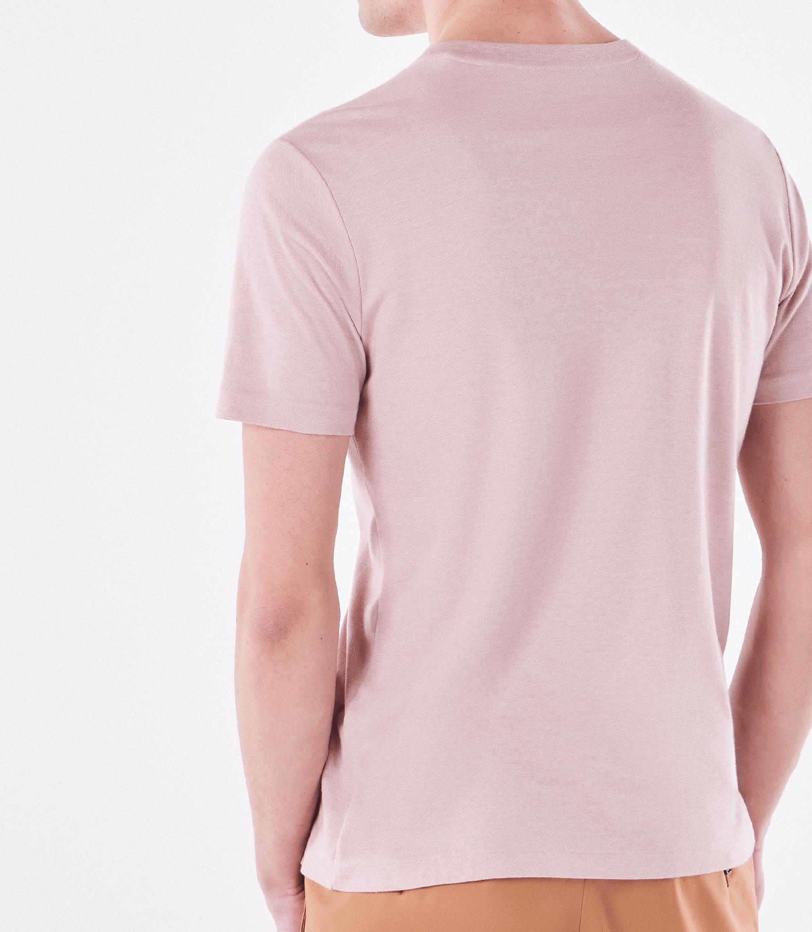 Camiseta Recorte Ombro Oxford Rosa