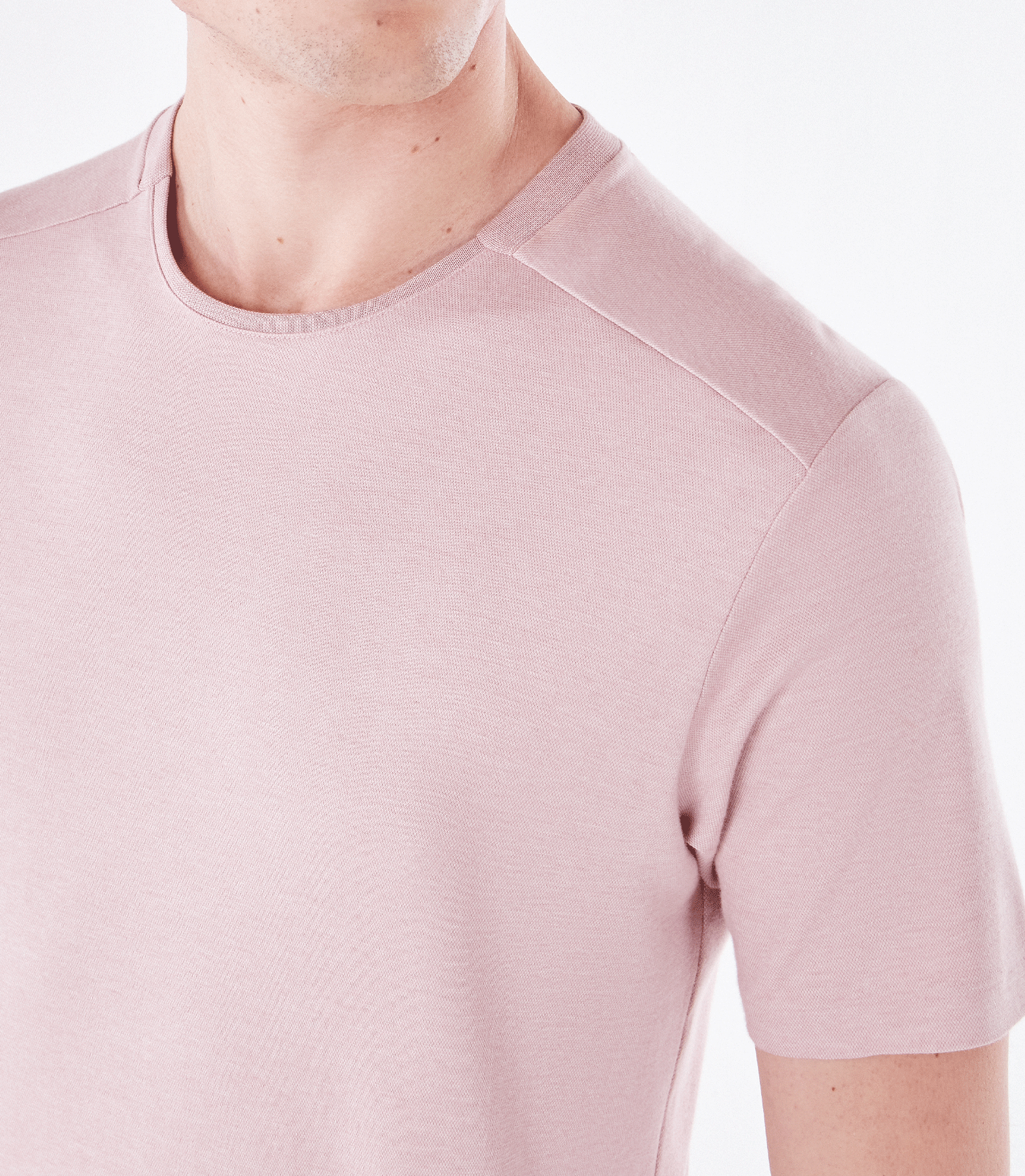 Camiseta Recorte Ombro Oxford Rosa