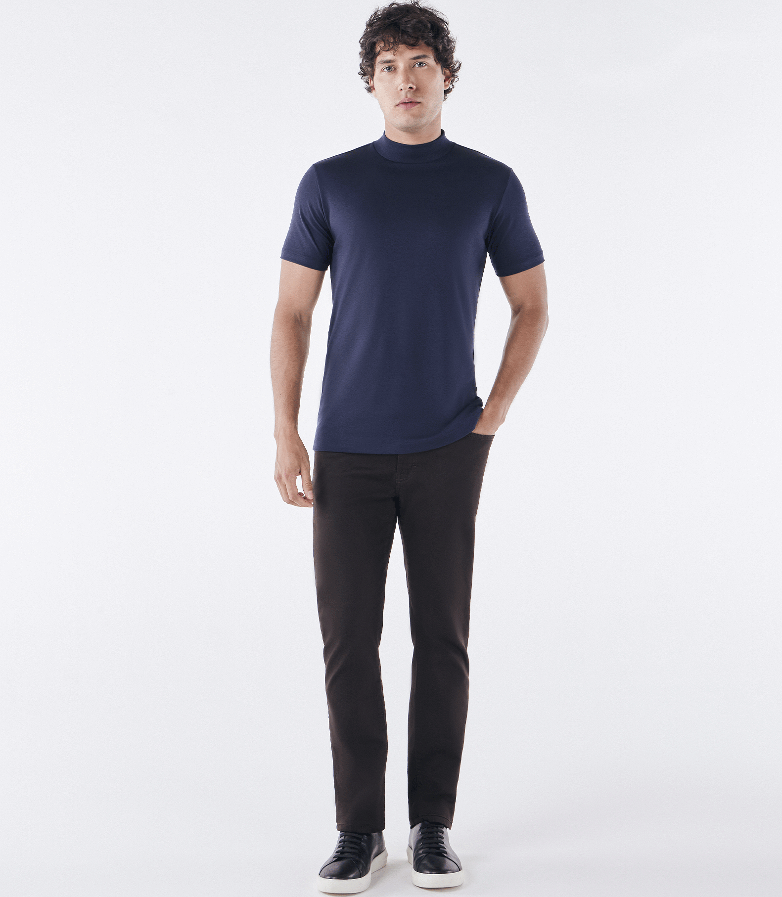 Camiseta Pima Gola Rolê Azul