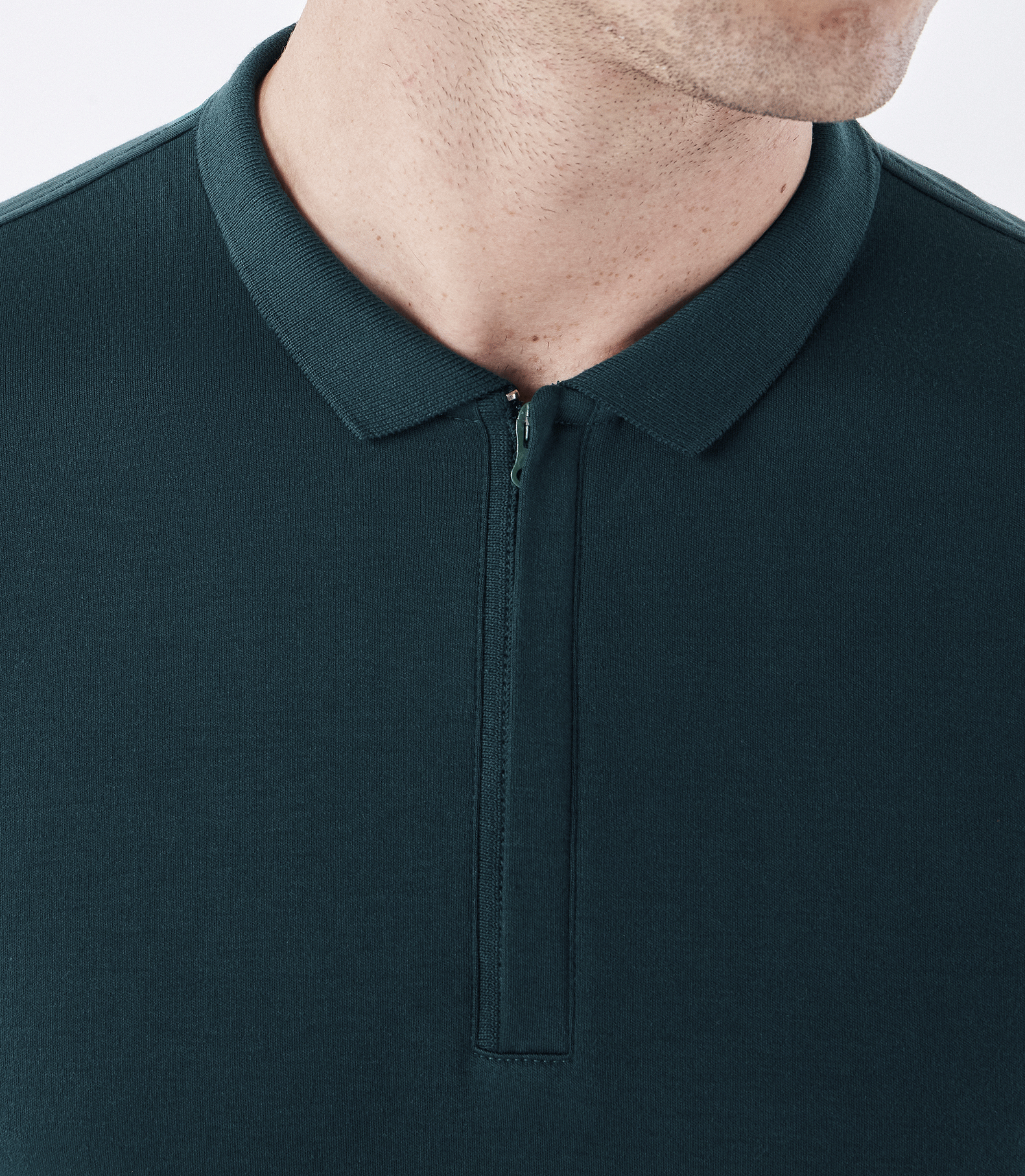 Polo Pima Zíper Manga Longa Verde