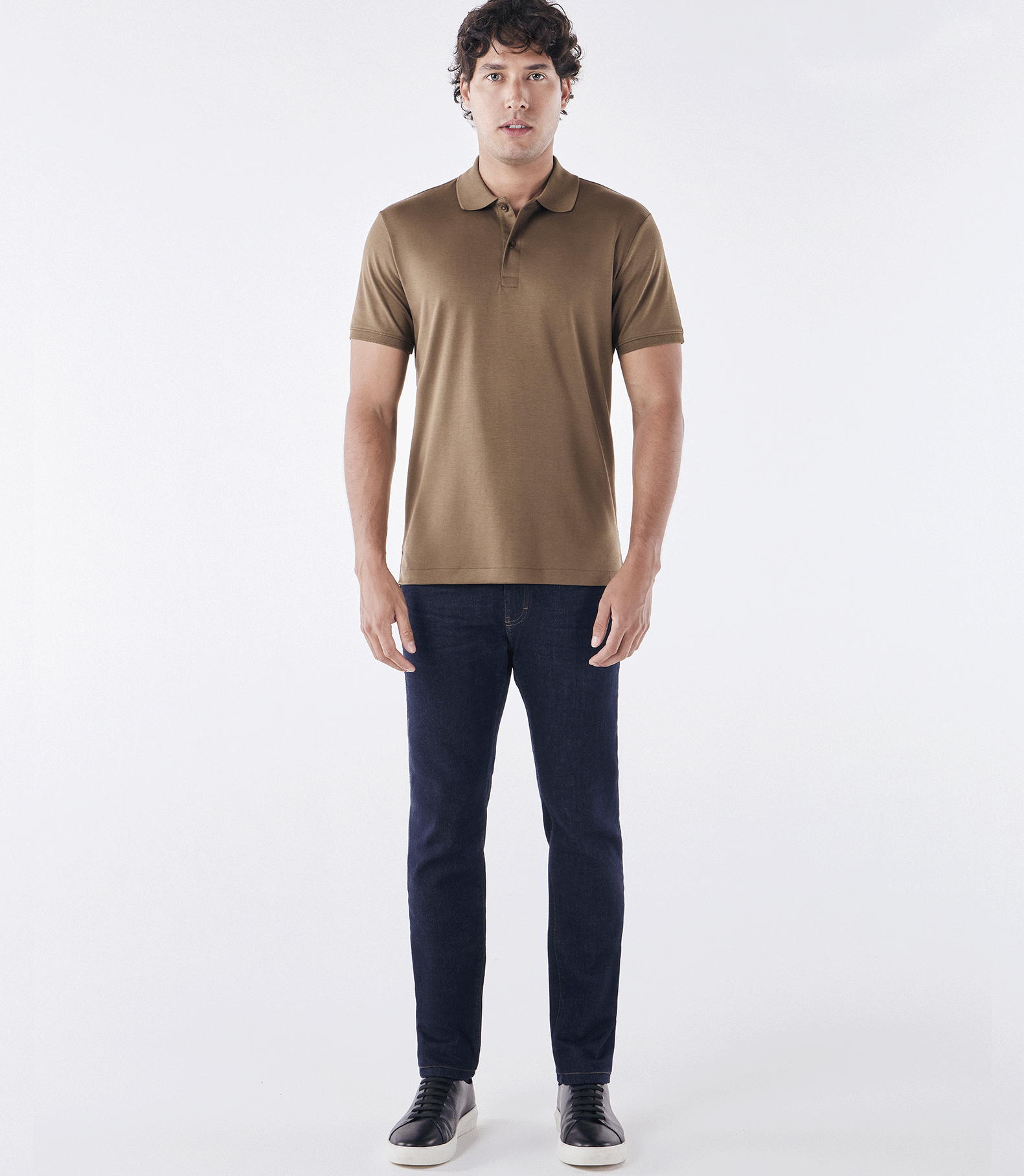 Polo Pima Clássica Kaki