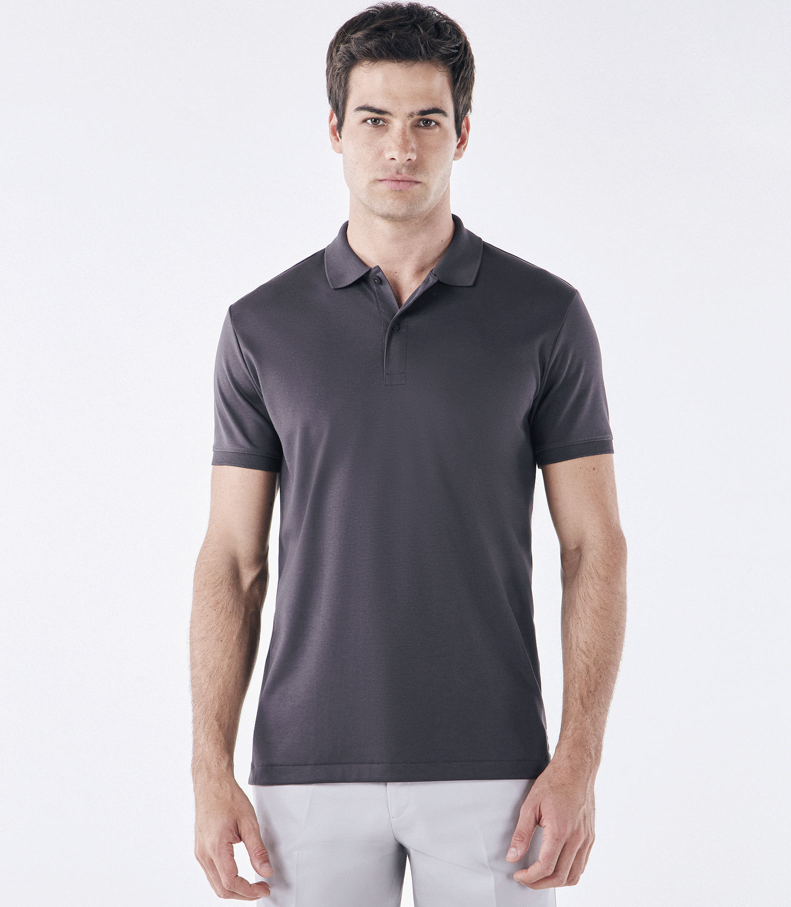 Polo Pima Clássica Cinza