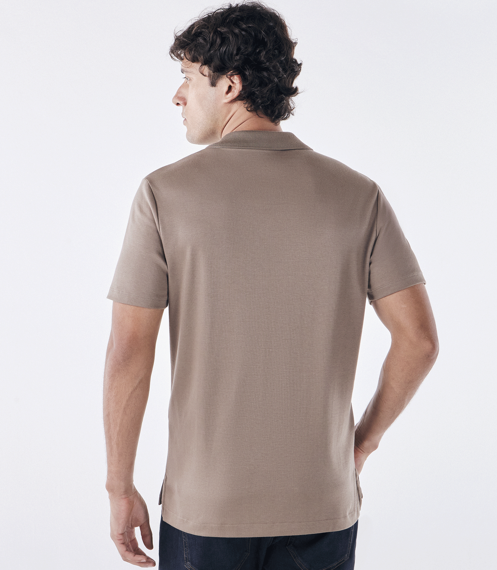 Polo Pima Decote Reto Kaki