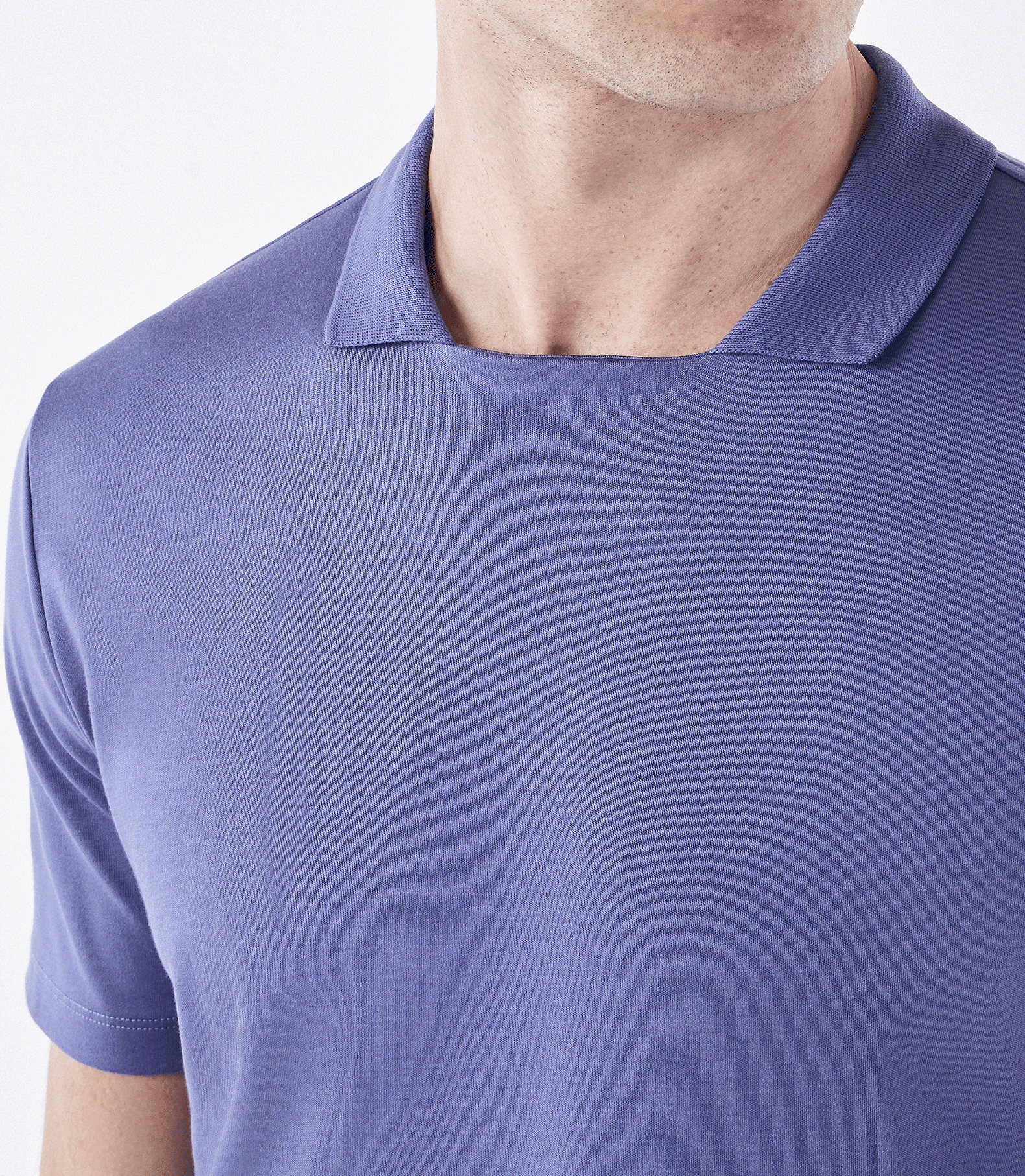 Polo Pima Decote Reto Azul
