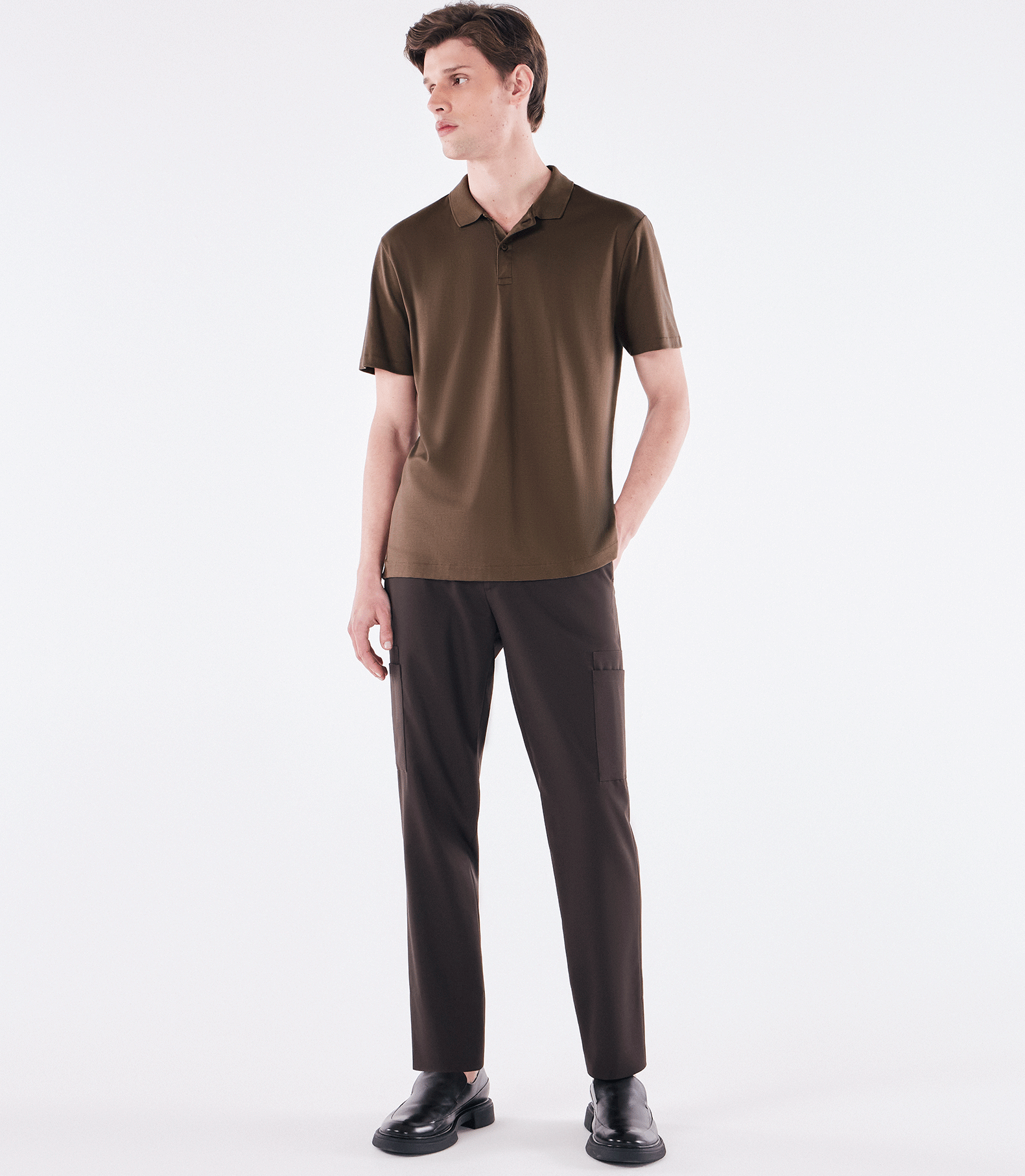 Polo Interloque Fio 140 Kaki