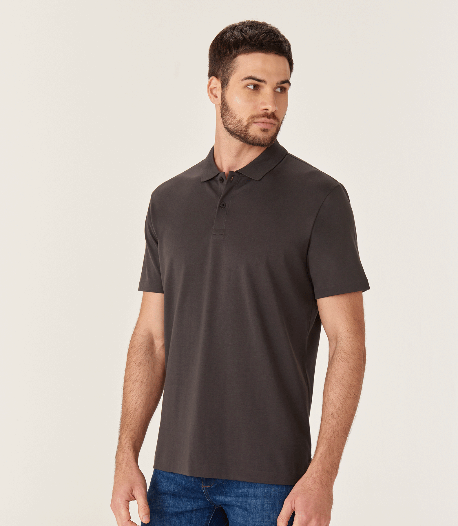 Polo Interloque Fio 140 Cinza