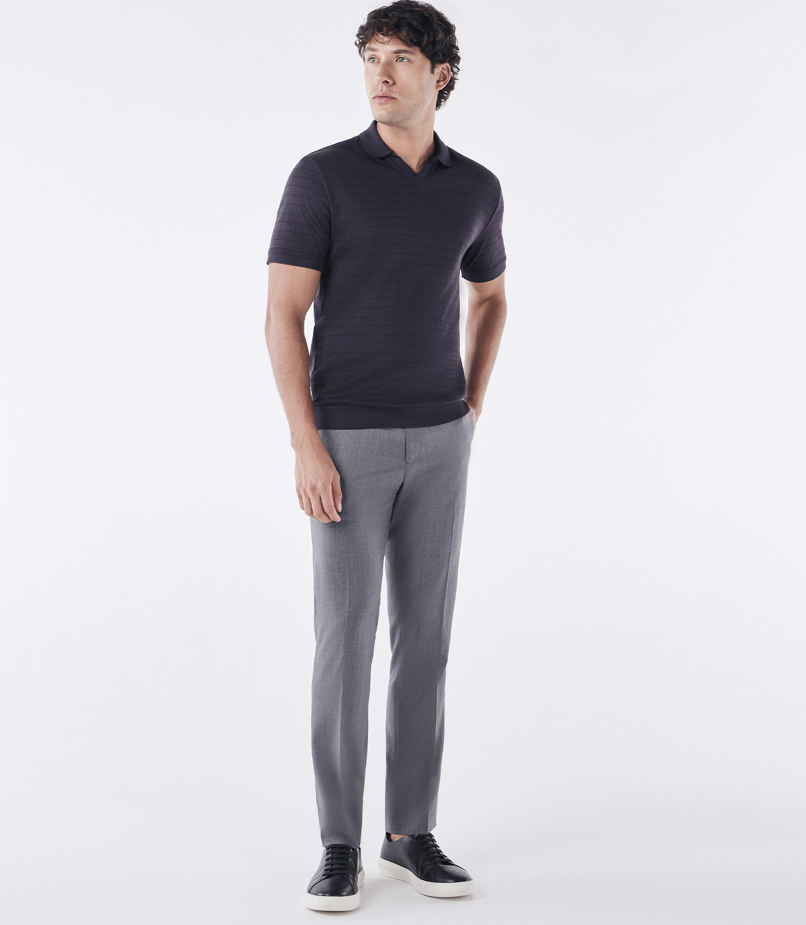 Polo Jacquard Gola V Roxo
