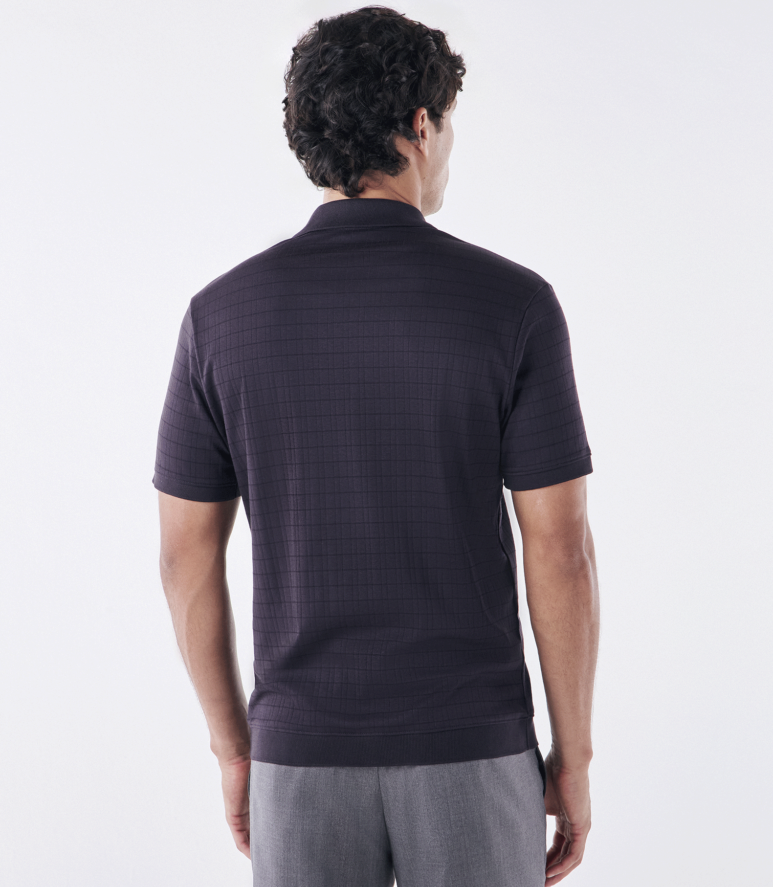 Polo Jacquard Gola V Roxo