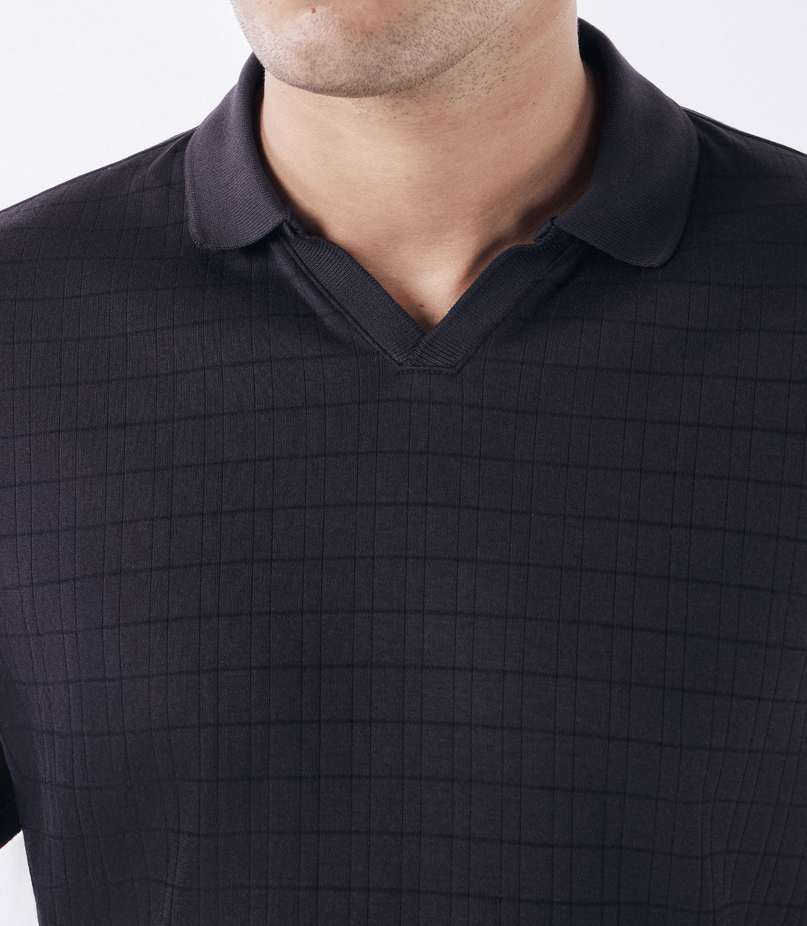 Polo Jacquard Gola V Roxo