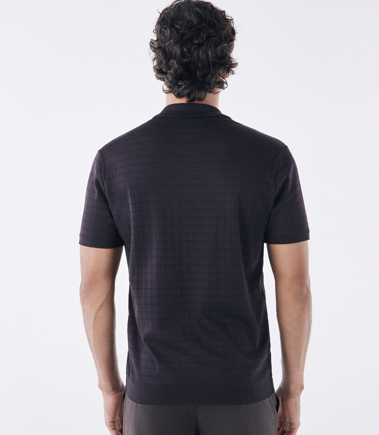 Polo Jacquard Gola V Marrom