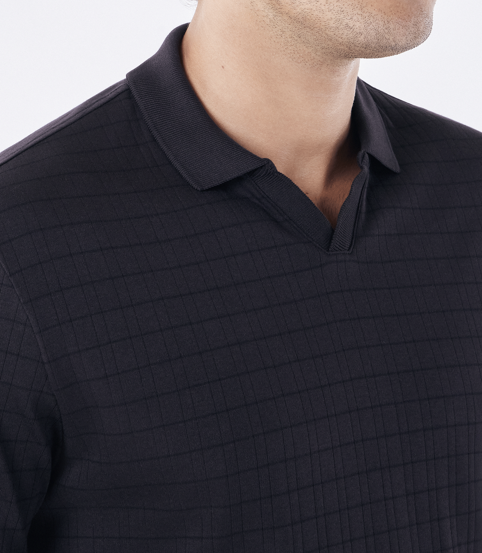 Polo Jacquard Gola V Marrom