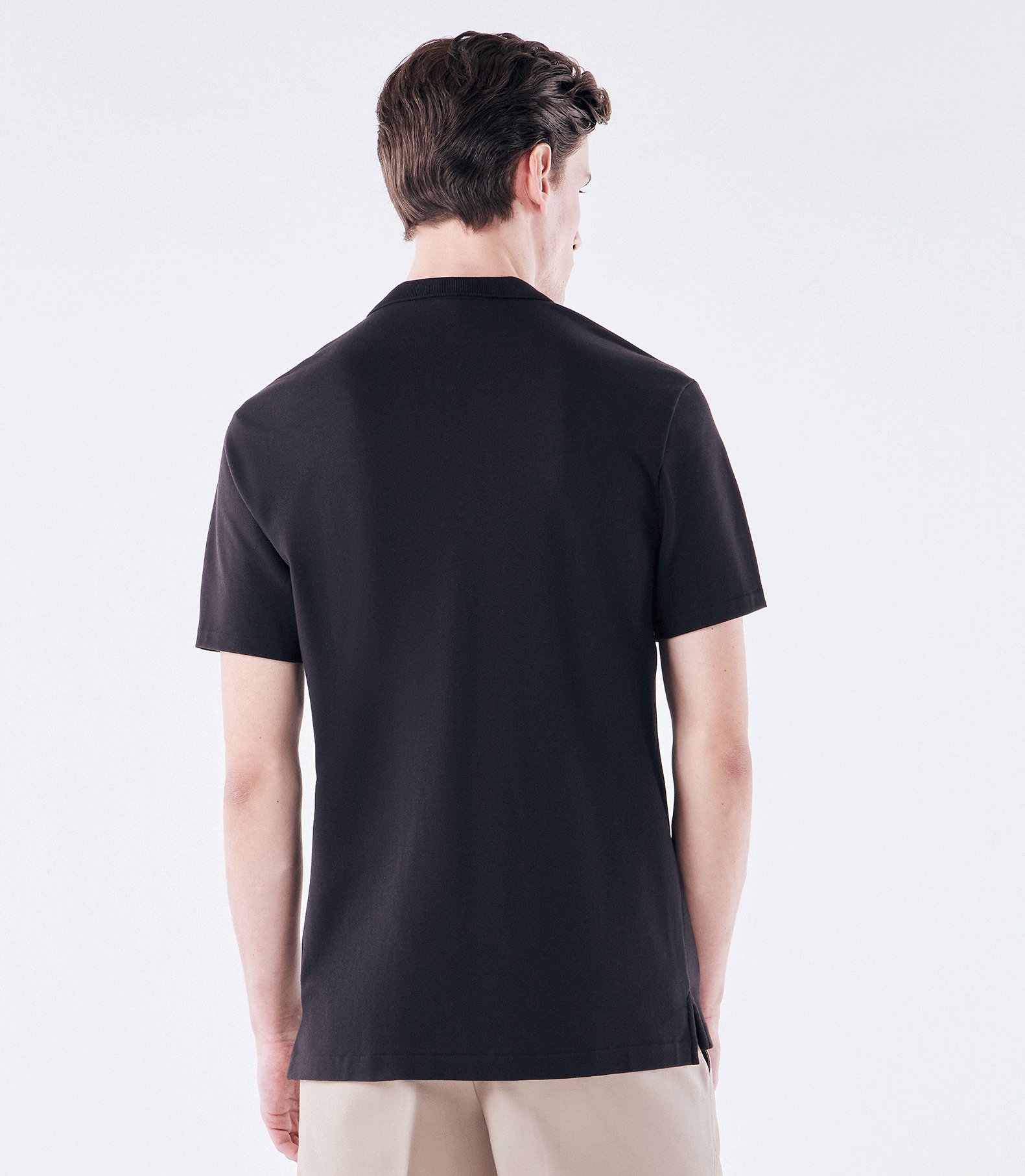 Polo Pima Gola Estreita Zíper Preto