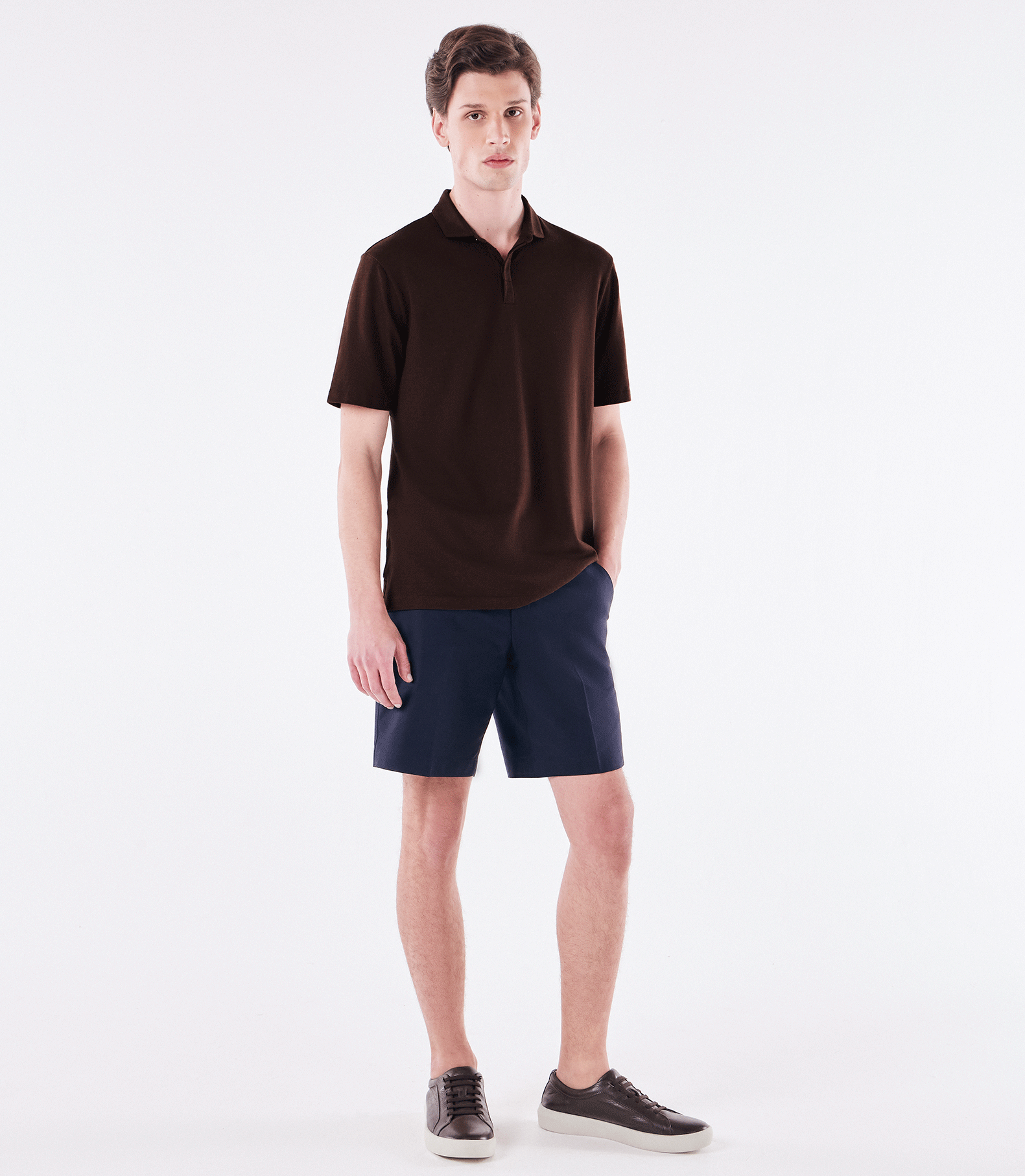 Polo Pima Gola Italiana Marrom