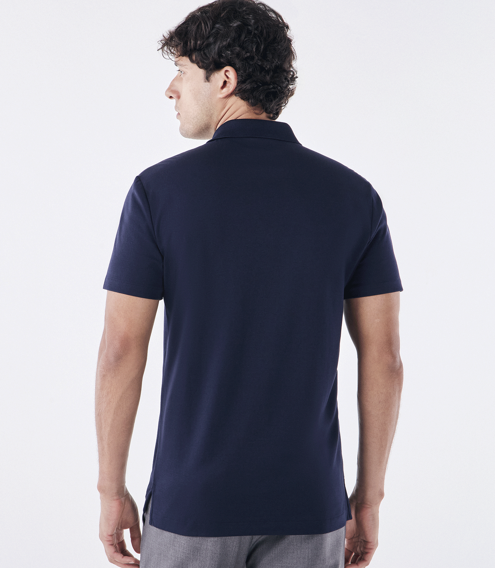 Polo Interloque Fio 140 3 Botões Azul