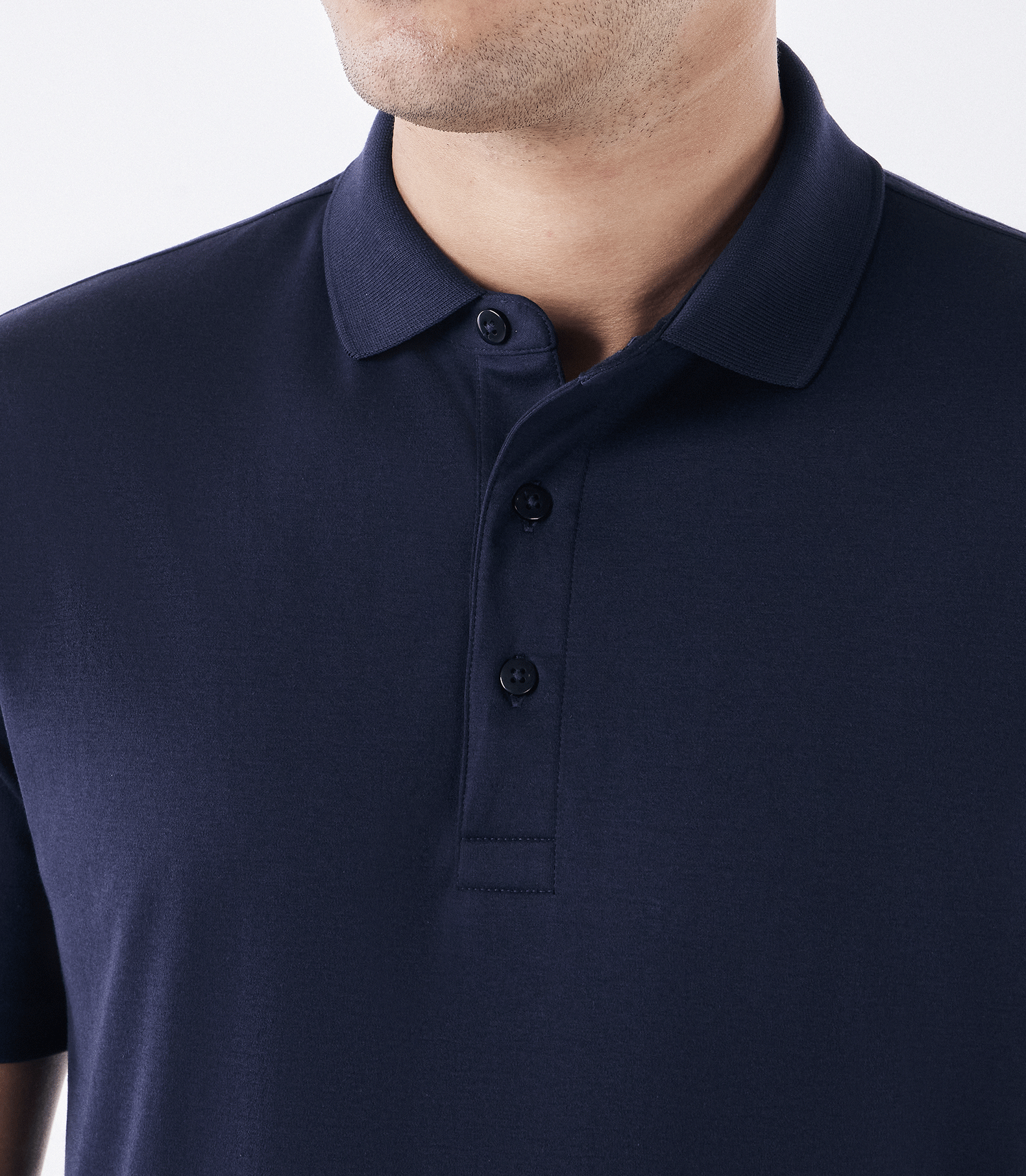 Polo Interloque Fio 140 3 Botões Azul