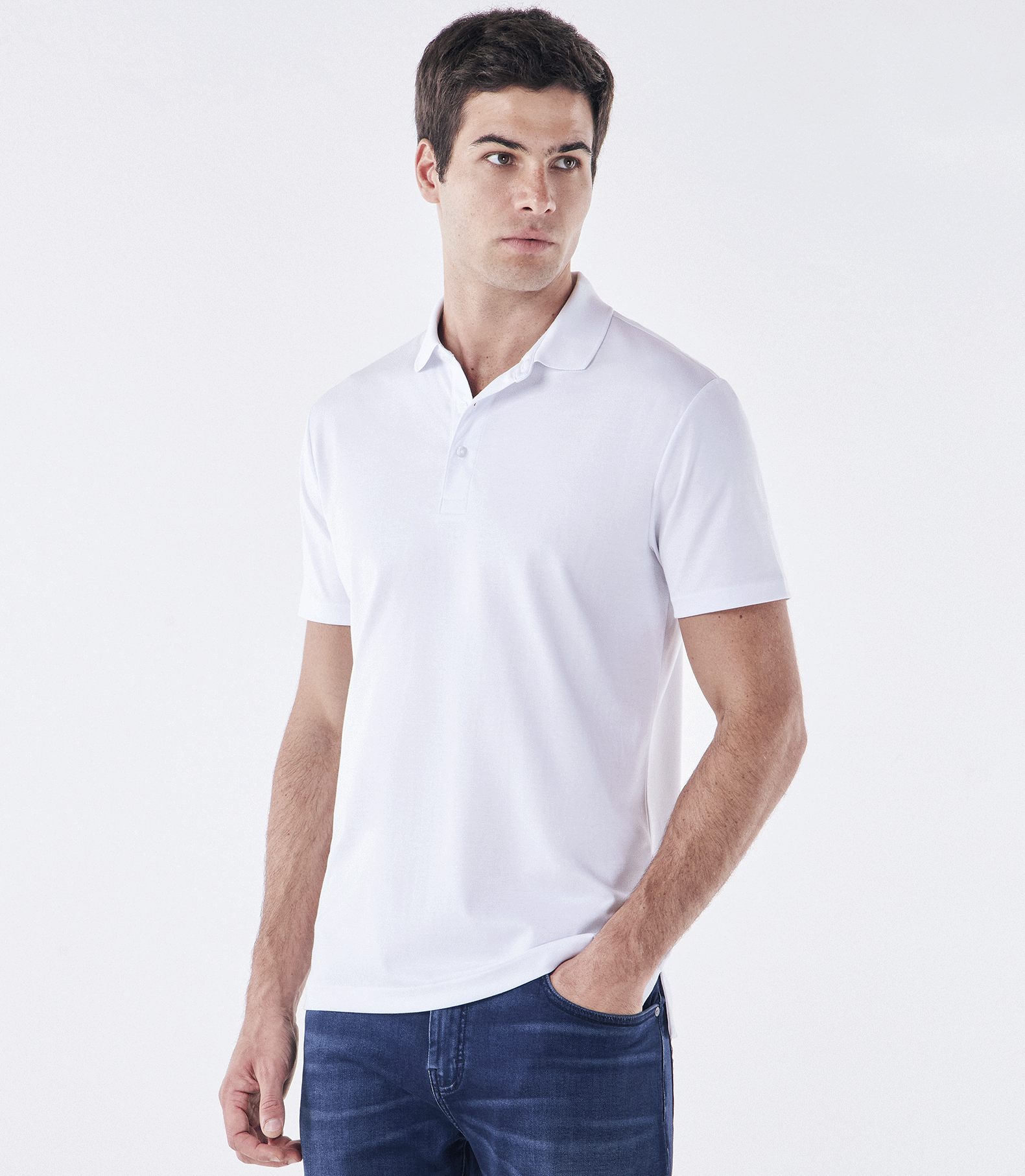 Polo Interloque Fio 140 3 Botões Branco