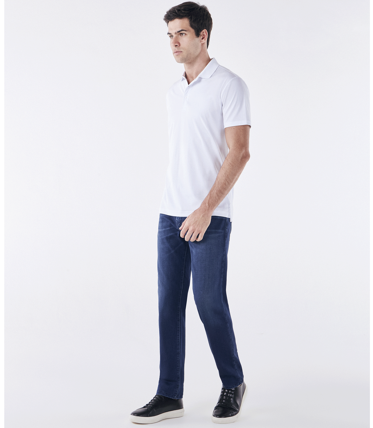 Polo Interloque Fio 140 3 Botões Branco