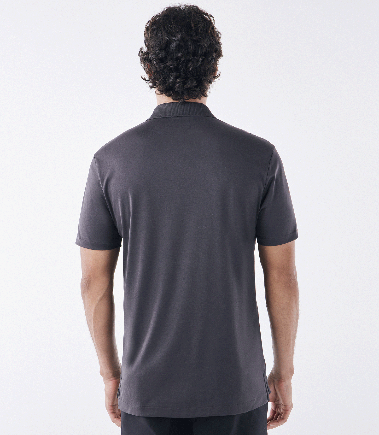 Polo Interloque Fio 140 3 Botões Cinza
