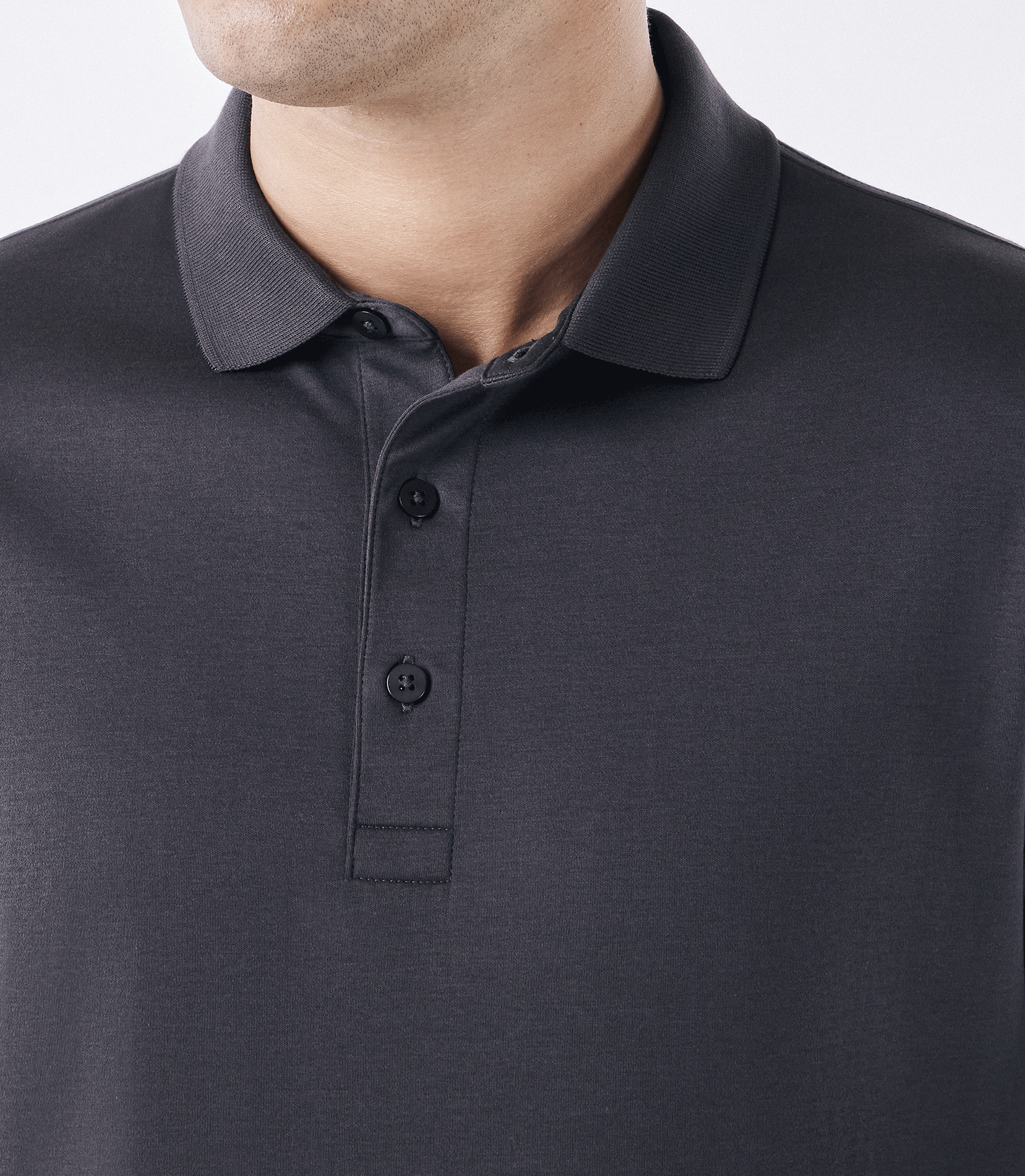 Polo Interloque Fio 140 3 Botões Cinza