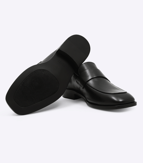 Mocassim Gravata Lisa Sola Quadrada Preto