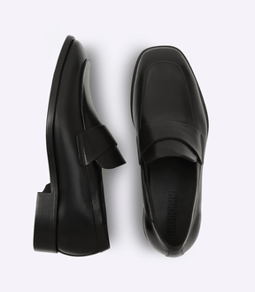 Mocassim Gravata Lisa Sola Quadrada Preto