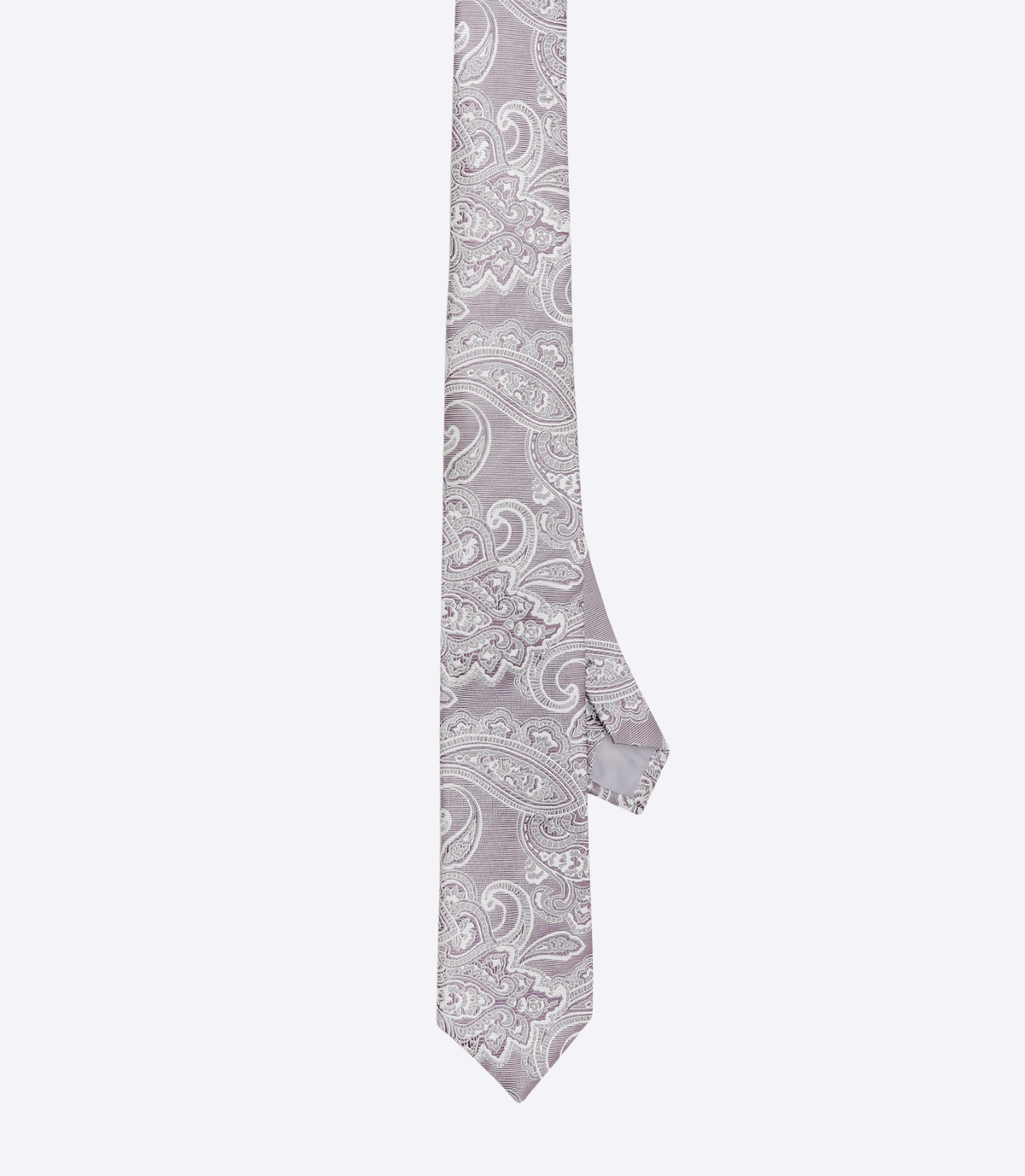 Gravata Jacquard Paisley Seda Lilás