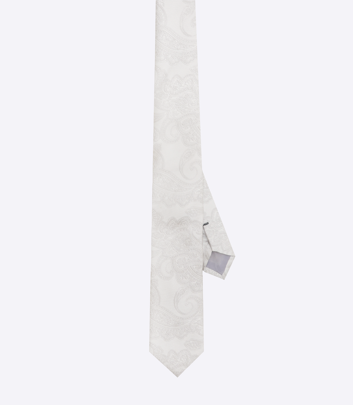 Gravata Jacquard Paisley Seda Branco