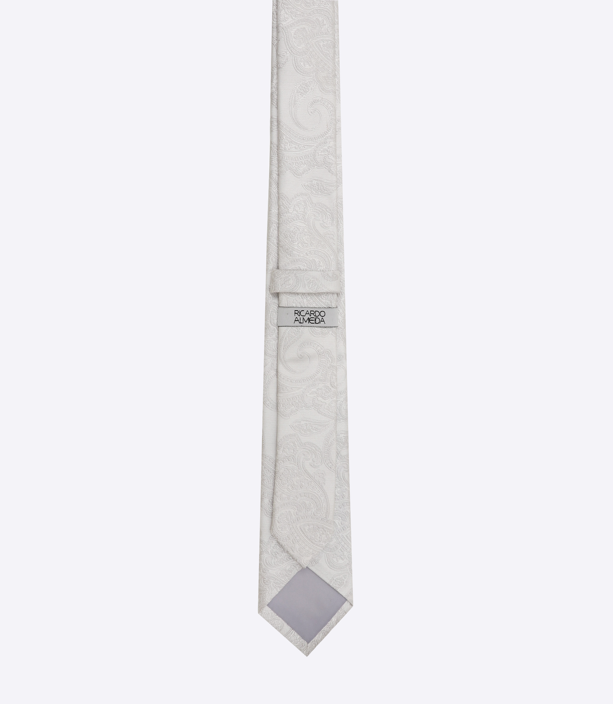 Gravata Jacquard Paisley Seda Branco