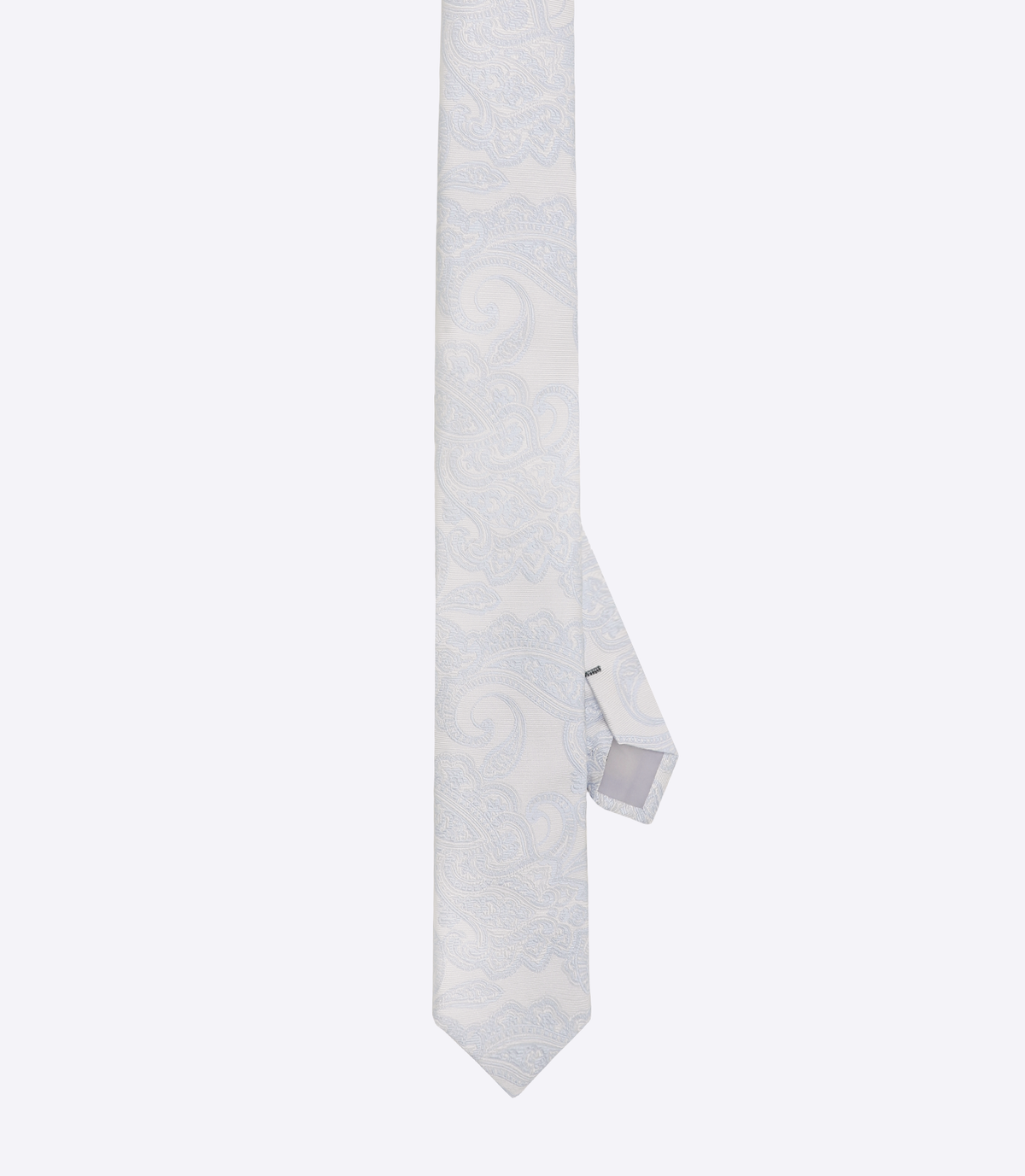 Gravata Jacquard Paisley Seda Prata