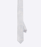 Gravata Jacquard Paisley Seda Prata