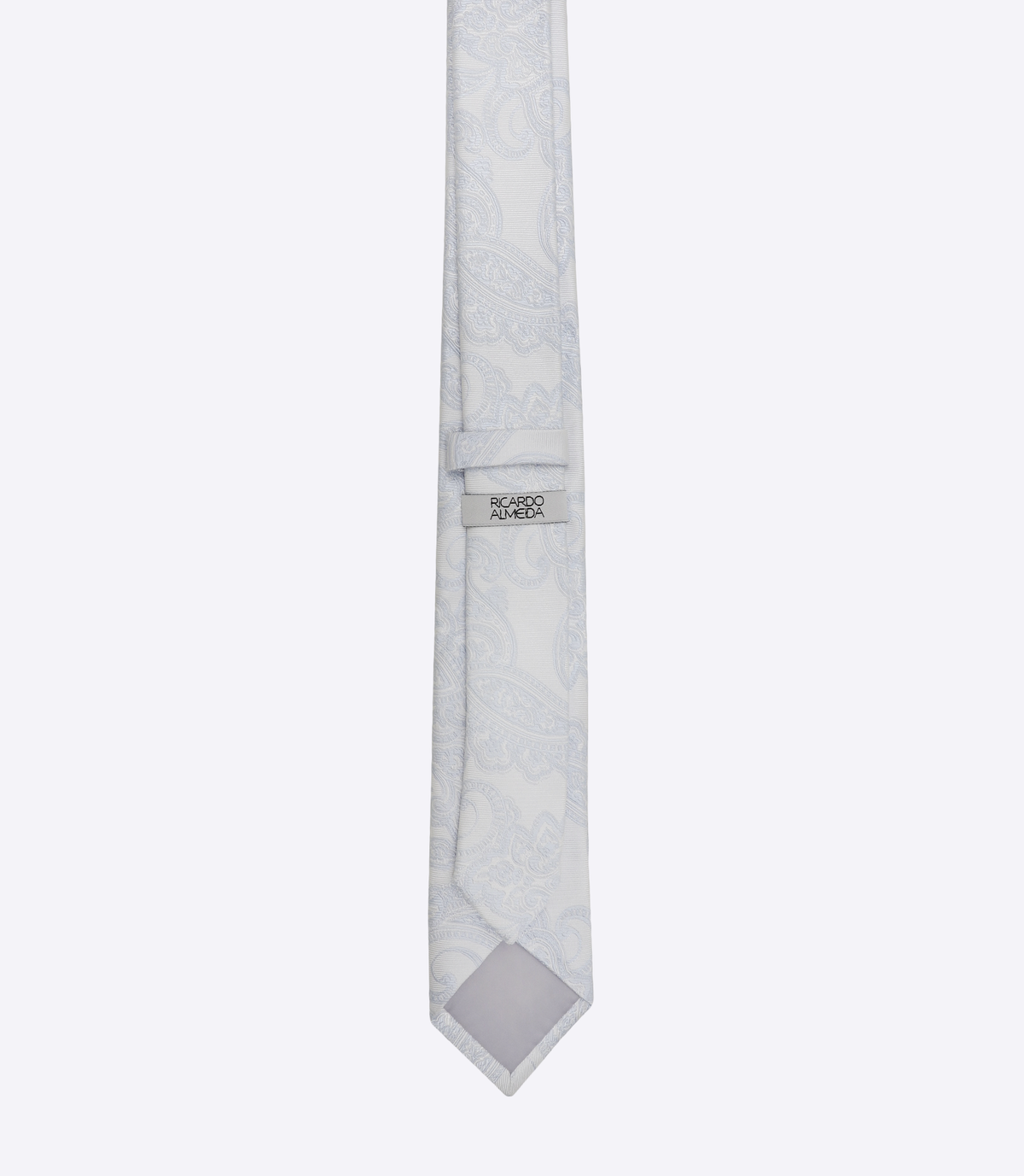 Gravata Jacquard Paisley Seda Prata