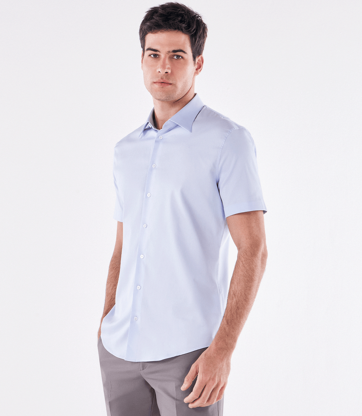 Camisa Social Manga Curta Austin Azul