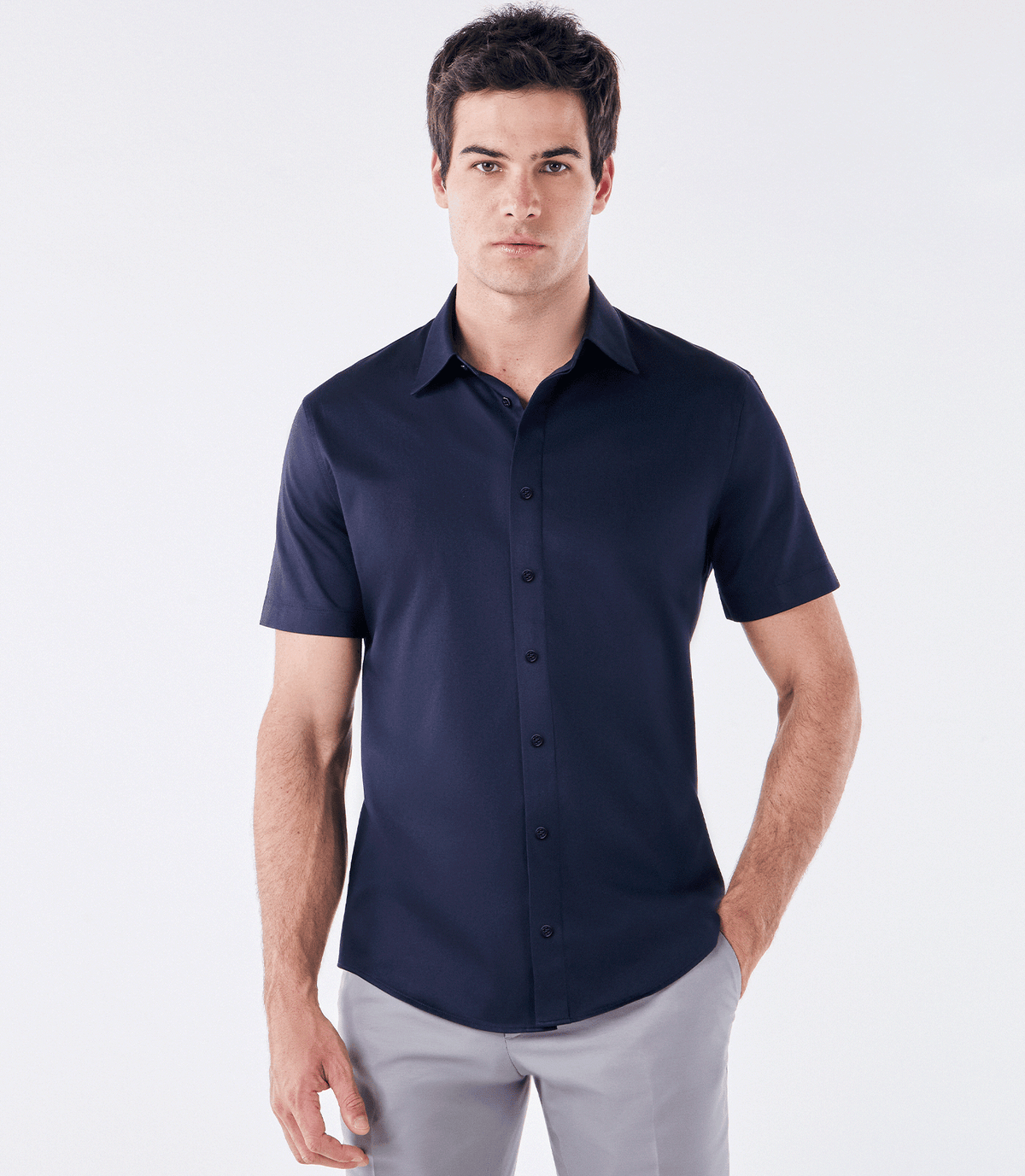 Camisa Social Manga Curta Austin Azul