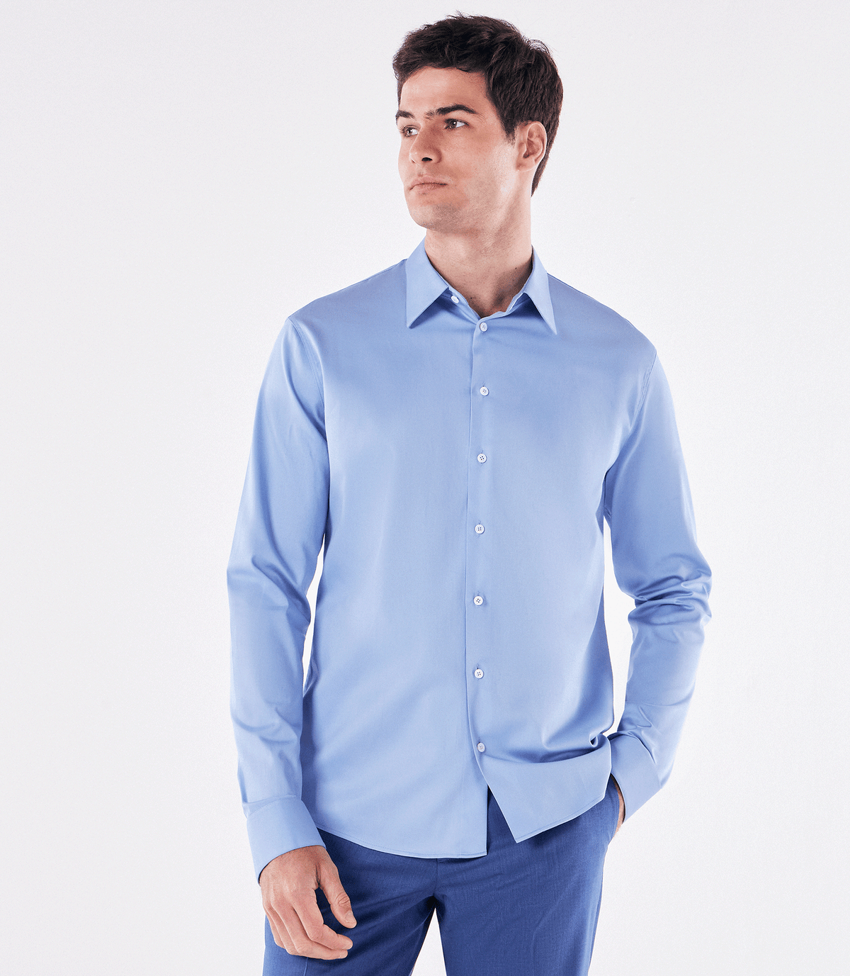 Camisa Social Manga Longa Austin Azul