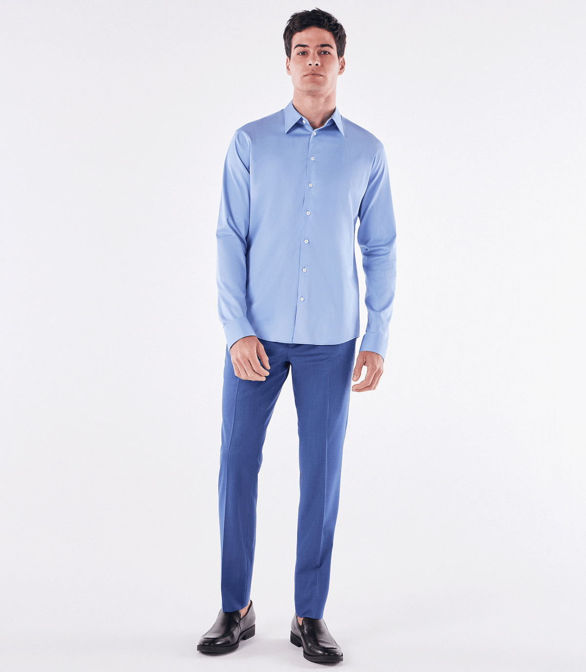 Camisa Social Manga Longa Austin Azul