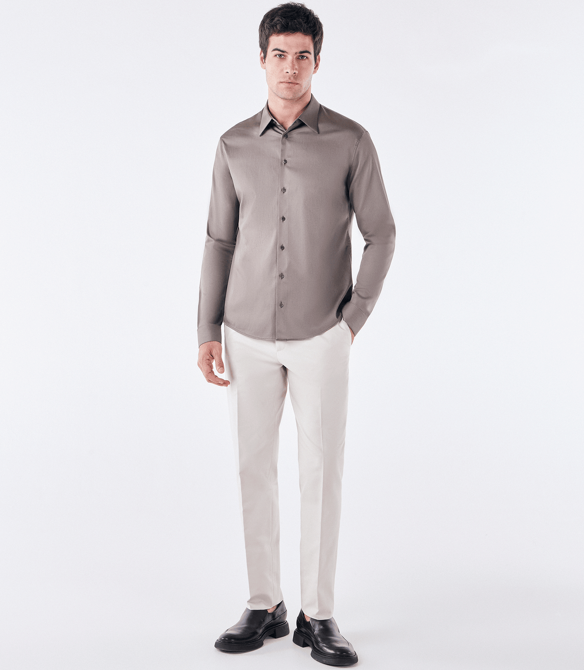 Camisa Social Manga Longa Austin Marrom