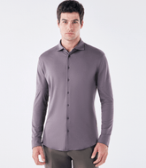 Camisa Manga Longa Gola Invertida de Malha Homemeeting Cinza