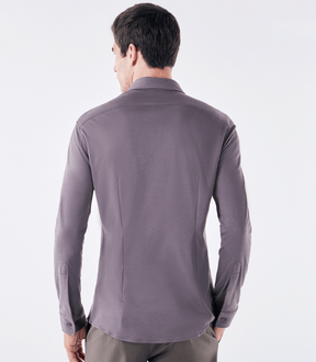 Camisa Manga Longa Gola Invertida de Malha Homemeeting Cinza