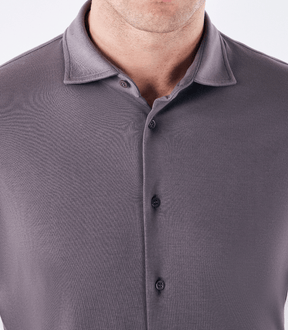 Camisa Manga Longa Gola Invertida de Malha Homemeeting Cinza