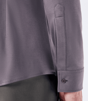 Camisa Manga Longa Gola Invertida de Malha Homemeeting Cinza
