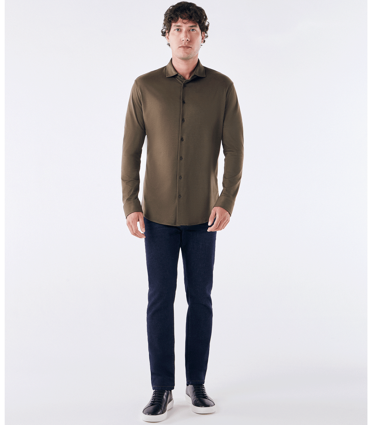 Camisa Manga Longa Gola Invertida de Malha Homemeeting Verde