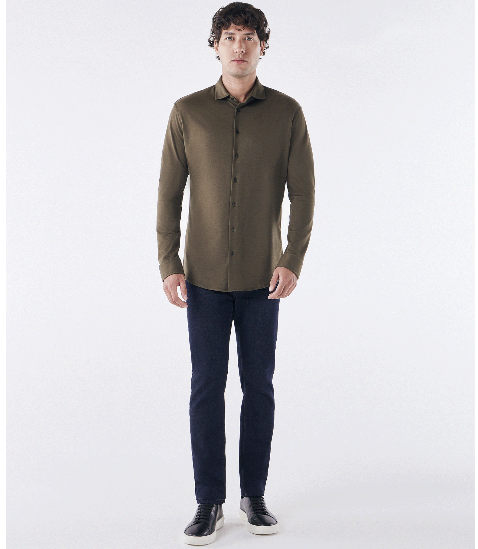 Camisa Manga Longa Gola Invertida de Malha Homemeeting Verde