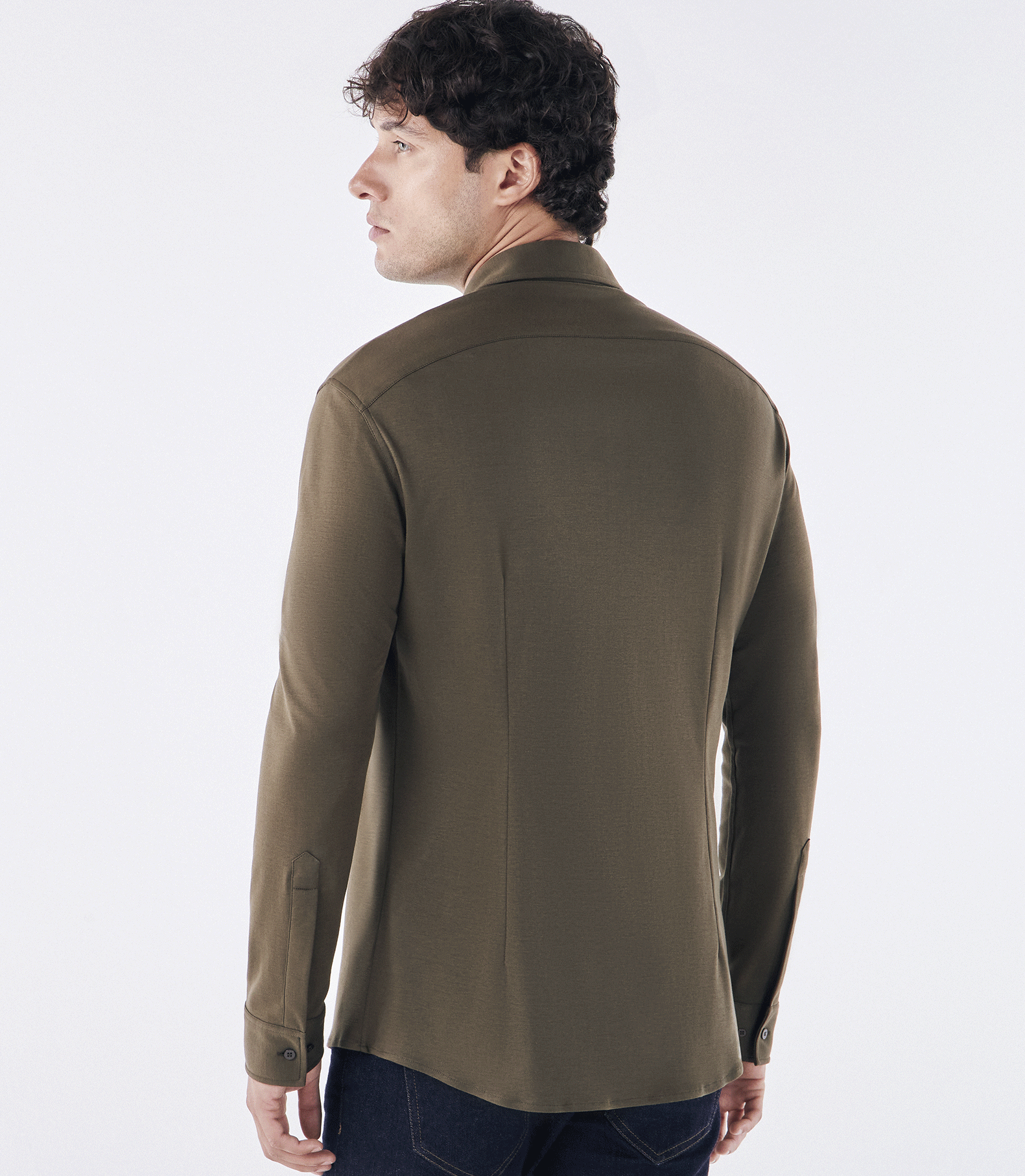 Camisa Manga Longa Gola Invertida de Malha Homemeeting Verde
