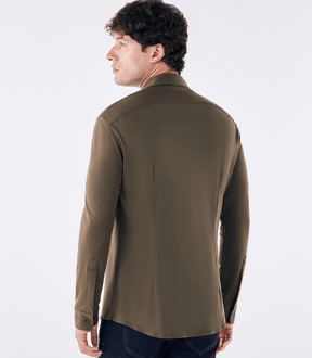 Camisa Manga Longa Gola Invertida de Malha Homemeeting Verde